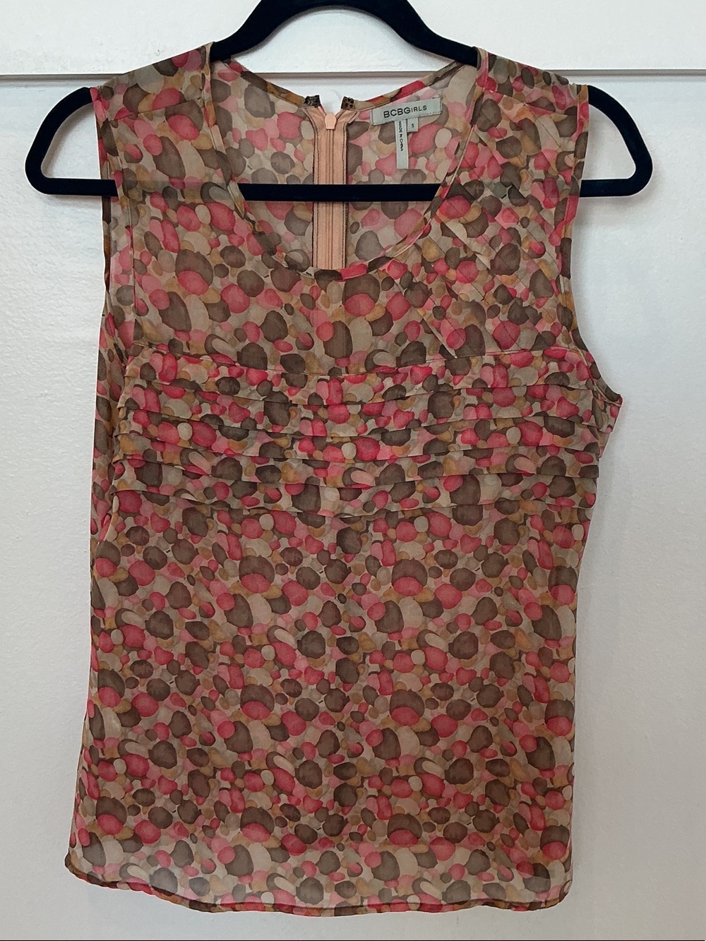 BCBGirls Pink and Brown Printed Sleeveless Chiffon Camisole